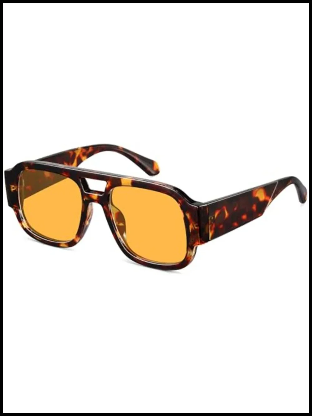 Square Aviator Sunglasses Y2K Double Bridge UV400 Women Men Chunky Retro